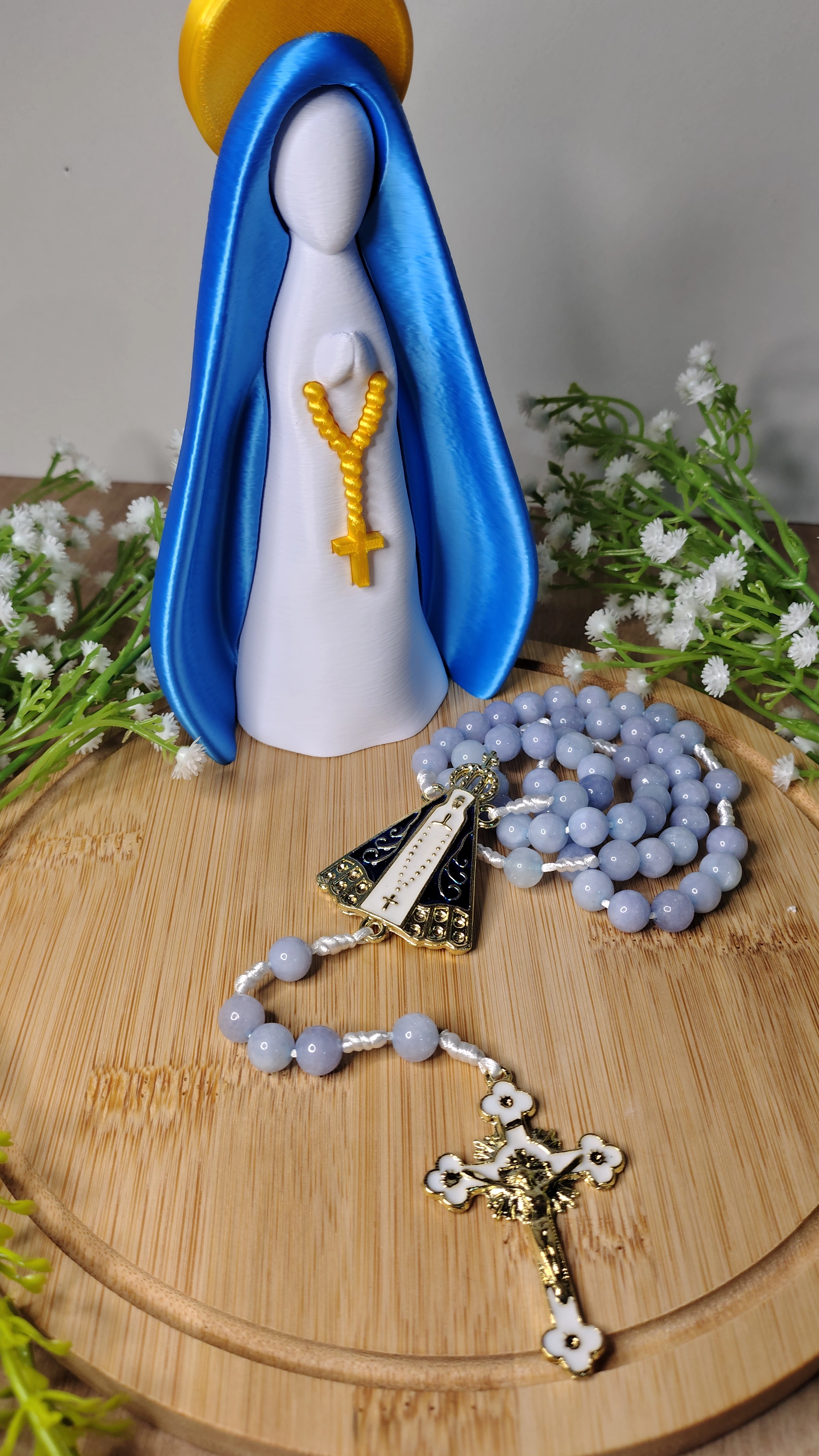 Terço de Nossa Senhora Aparecida - Água Marinha Azul